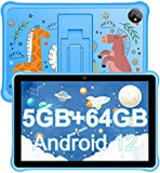 Tablette Enfant 10 Pouces Android 12, Blackivew Tab A7 Kids 5Go+64Go/TF 1To, 6580mAh, 5+2MP, 1280*800 HD+WIFI Tablette Éducative, iKids Pré-installé/Contrôle Parental/Coque de Protection/2Ans Garantie