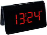 TFA Dostmann Réveil radio-piloté numérique ICON, 60.2543.05, Réveil avec horloge radioguidée, plastique, noir avec chiffres LED rouges, bloc d'alimentation