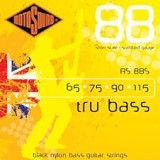 Rotosound Tru Bass Jeu de cordes pour basse Nylon noir Filet plat Diapason court Tirant standard (65 75 90 115)