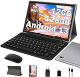 Oangcc Tablette Tactile 10 Pouces Android 13 OS, 12 Go RAM+128Go ROM/TF 1To, 5G+2.4G WiFi, 8 Cœurs, 2.0 GHz, BT 5.0, Widget D'écran, Parental Contrôle, 6000mAh, avec Cas