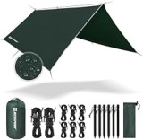 Bessport Camping Bâche Anti-Pluie PU 3000mm Imperméable Tarp Rain Fly Toile de Tente Parasol Abri de Survie Tous Temps pour extérieur Équipement de randonnée et Camping (3m x 3m)/(3m x 4m)
