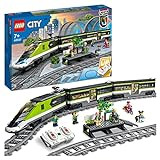 Lego 60337 City Le Train de Voyageurs Express, Jouet de Locomotive Télécommandé, Phares Fonctionnels, Rails, Wagon-Restaurant, Idée Cadeau Enfants 7 Ans