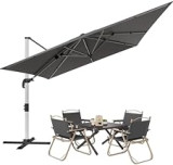 TRIUMPHKEY Parasol Déporté rectangulaire Parapluie de jardin pliable et réglable en hauteur sécurité vent avec manivelle rabattable et rotatif à 360° Protection UV