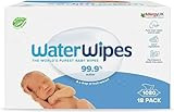 WaterWipes lingettes bébé Originales sans plastique, 1080 pièces (18 paquets) à base d’eau à 99,9 % et sans parfum pour peaux sensibles