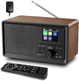 BIAOQINBO Radio DAB plus/DAB+ avec Bluetooth 5.0 Radio numérique FM Radio nostalgique Radio portable rétro en bois Radio-réveil FM avec télécommande Radio de cuisine Double alarme Écran couleur Radios