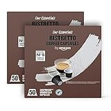 by Amazon Capsules de café Ristretto compatibles Nespresso, Torréfaction Moyenne, 100 unité (2 lot de 50) - Certifié Rainforest Alliance