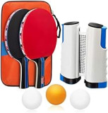 Baozun Ensemble Pong de Table avec 2 Raquettes de Ping-Pong, 3 Balles, Filet Extensible et Sac